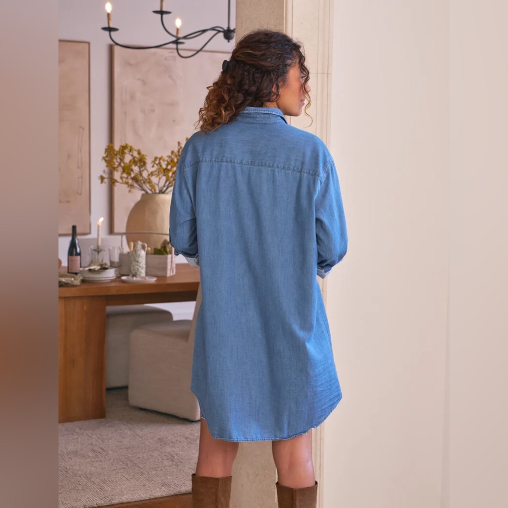 Frank & Eileen Mary Classic Shirtdress Famous Denim Vintage Stonewashed Indigo - Picture 9 of 11